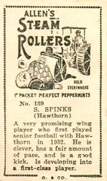1933 Allen's League Footballers #139 Stan Spinks Back